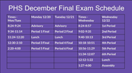 PHS Final Exam Schedule